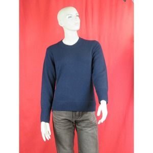 NWT BURBERRY BRADGATE BLUE KNIT CASHMERE EMBROIDERED KNIGHT LOGO SWEATER M